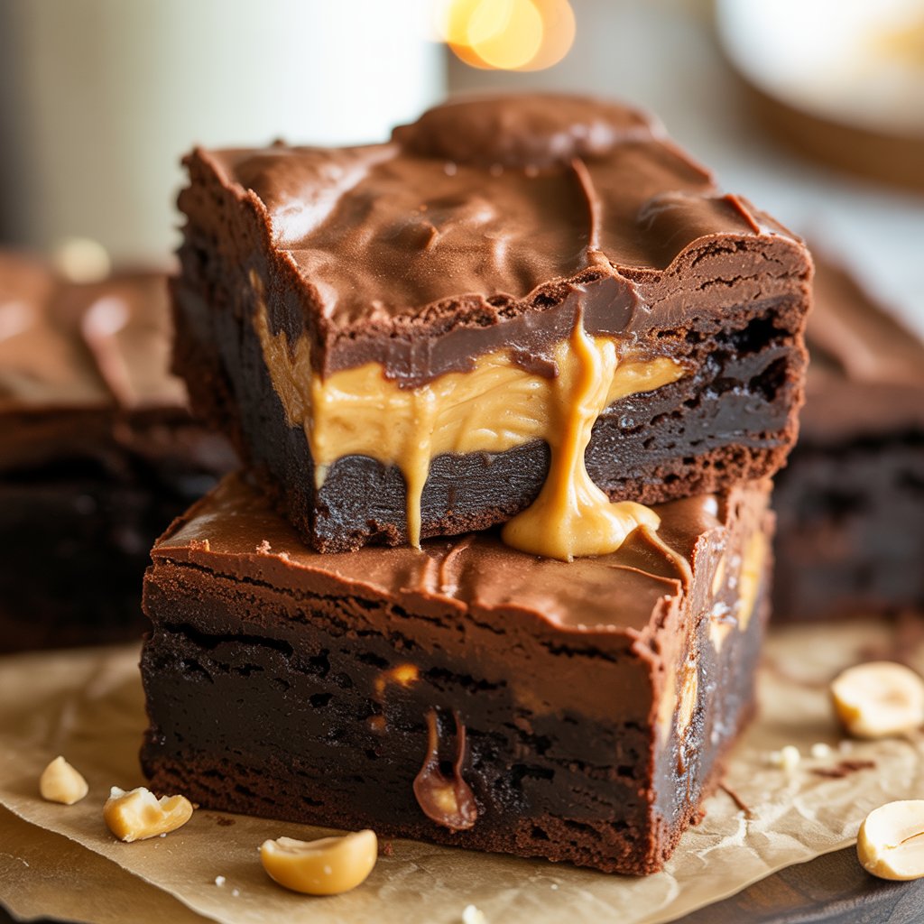 Peanut Butter Stuffed Brownies