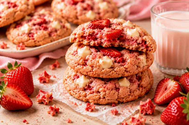 Soft & Chewy Strawberry Cookies That Melt In Your Mouth