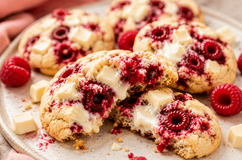 White Chocolate Raspberry Cookies – Soft, Chewy & Bakery-Style