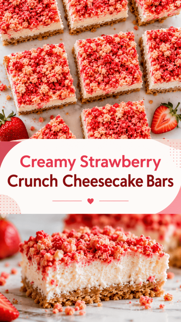 easy strawberry crunch cheesecake bars