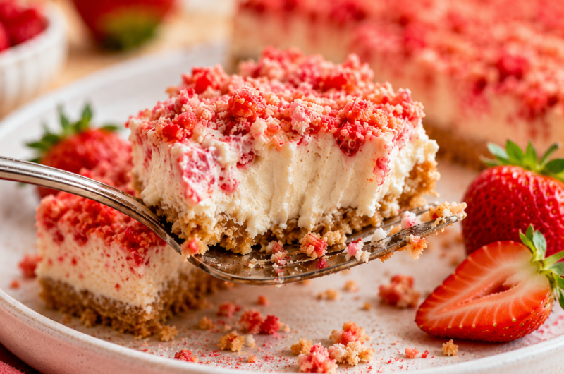 Easy Strawberry Crunch Cheesecake Bars That Taste Delicious
