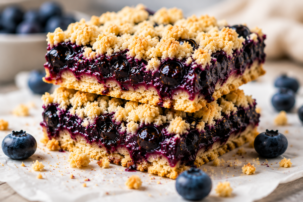 homemade blueberry crumble bars