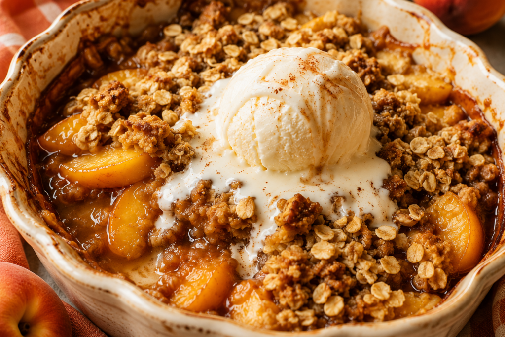 homemade peach crisp with oats