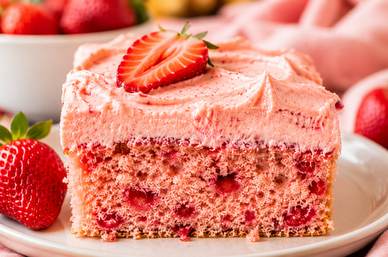 Fresh Strawberry Sheet Cake (Soft, Moist & Full of Flavor)