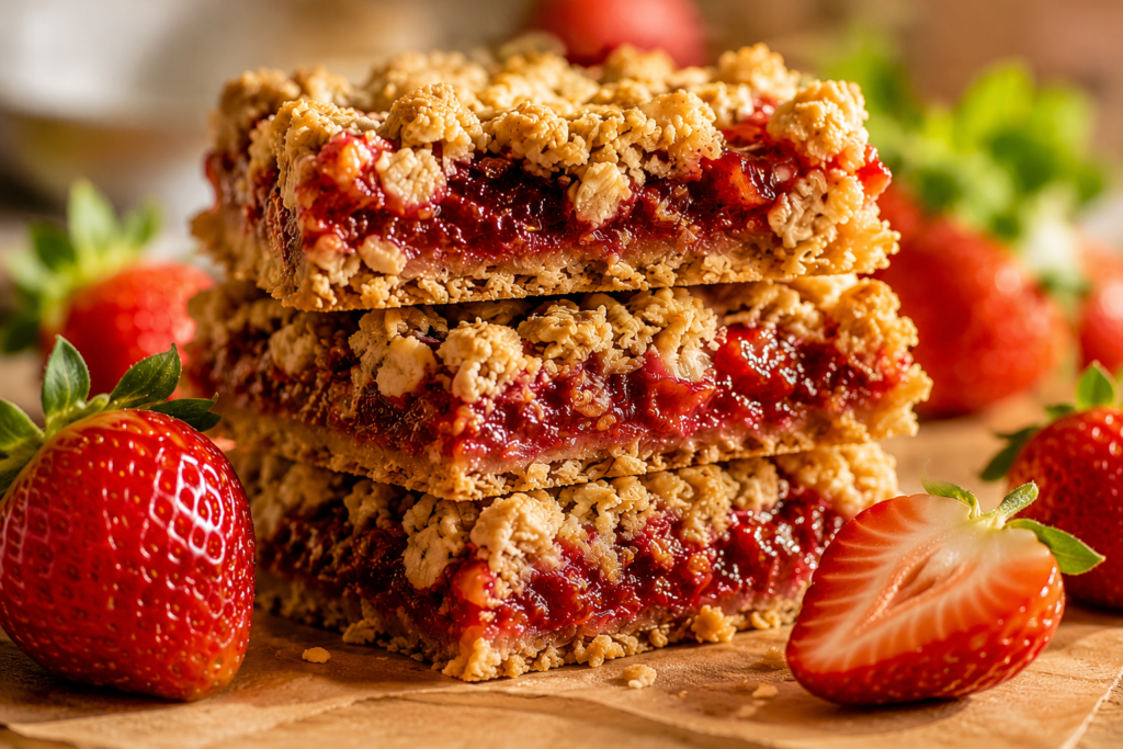 baked strawberry oatmeal bars recipe