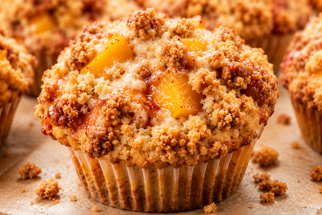 peach muffins with crumb topping