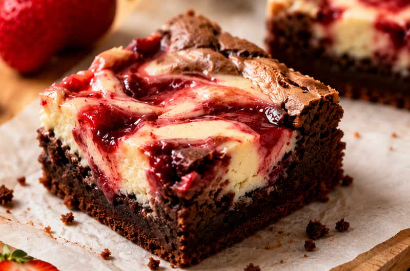 Strawberry Cheesecake Brownies That Are Rich, Fudgy & Delicious