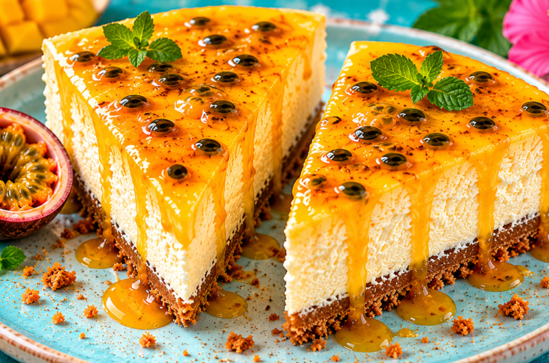 Mango Passionfruit Cheesecake – The Creamiest Tropical Dessert