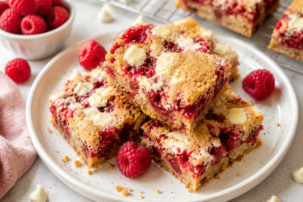 Raspberry White Chocolate Blondies