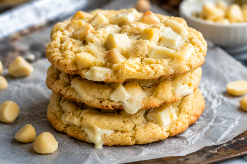Soft and Chewy White Chocolate Macadamia Cookies