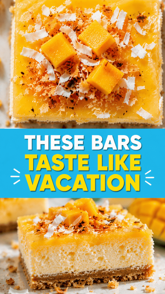 Mango Coconut Cheesecake Bars