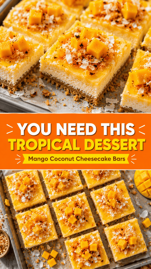 Mango Coconut Cheesecake Bars