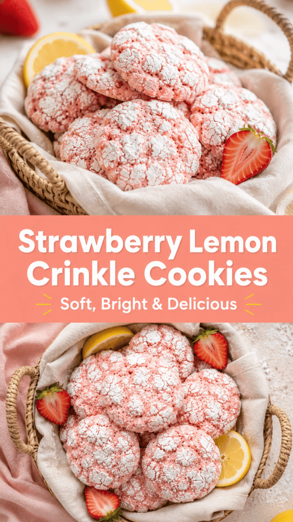 Strawberry Lemon Crinkle Cookies