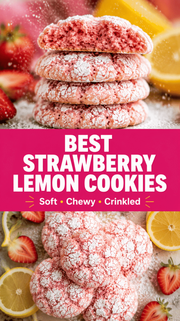 Strawberry Lemon Crinkle Cookies