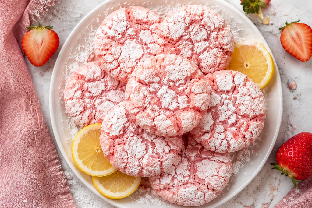 Strawberry Lemon Crinkle Cookies