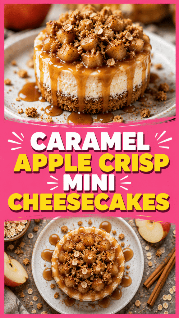 caramel apple crisp mini cheesecakes
