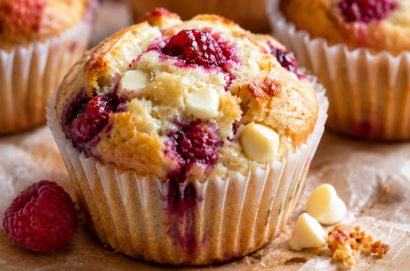 White Chocolate Raspberry Muffins (Soft, Moist & Bakery-Style)