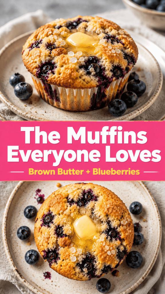 Brown Butter Blueberry Muffins