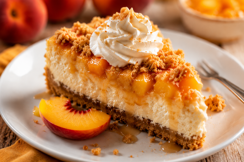 Creamy Peach Cobbler Cheesecake You'll Want to Make All Year