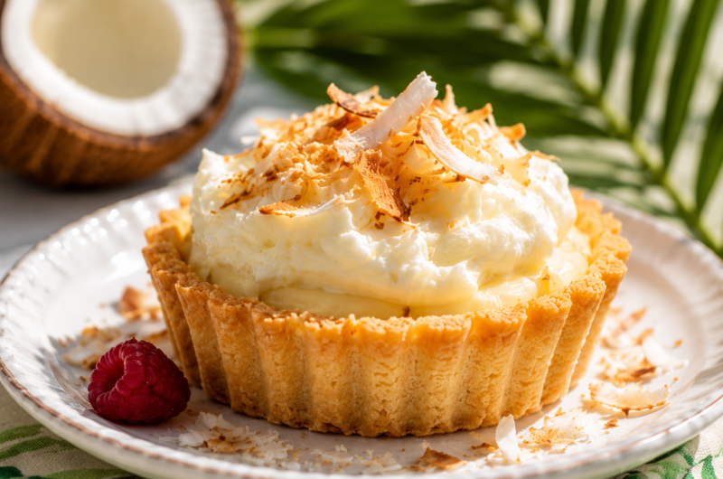 Rich and Creamy Coconut Tartlets with Toasted Coconut Topping