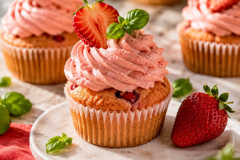Strawberry Basil Cupcakes