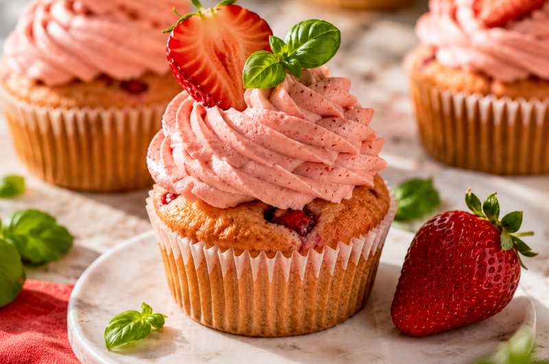 Strawberry Basil Cupcakes: Fresh, Fruity, and Perfect for Summer