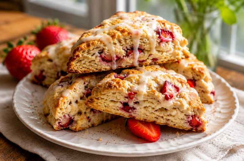 These Strawberry Vanilla Bean Scones Are Buttery And Flaky