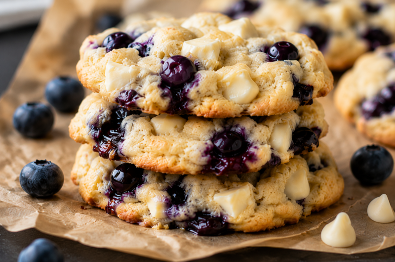 Soft and Chewy Blueberry White Chocolate Cookies