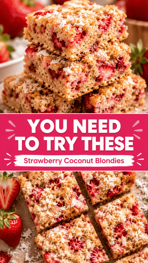 Strawberry Coconut Blondies