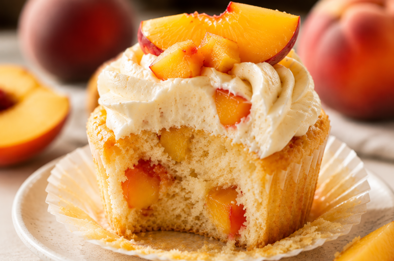 Peach Vanilla Cupcakes That Melt in Your Mouth with Every Bite
