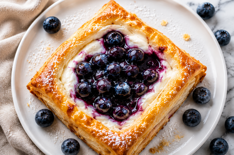 Blueberry Cream Cheese Pastries with Buttery Puff Pastry