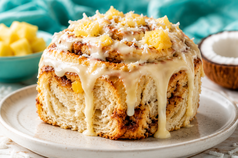 Pineapple Coconut Cinnamon Rolls for a Sweet Tropical Morning