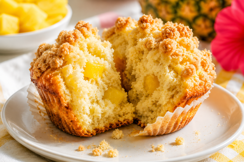 Irresistible Pineapple Crumb Muffins with a Crunchy Crumb Topping