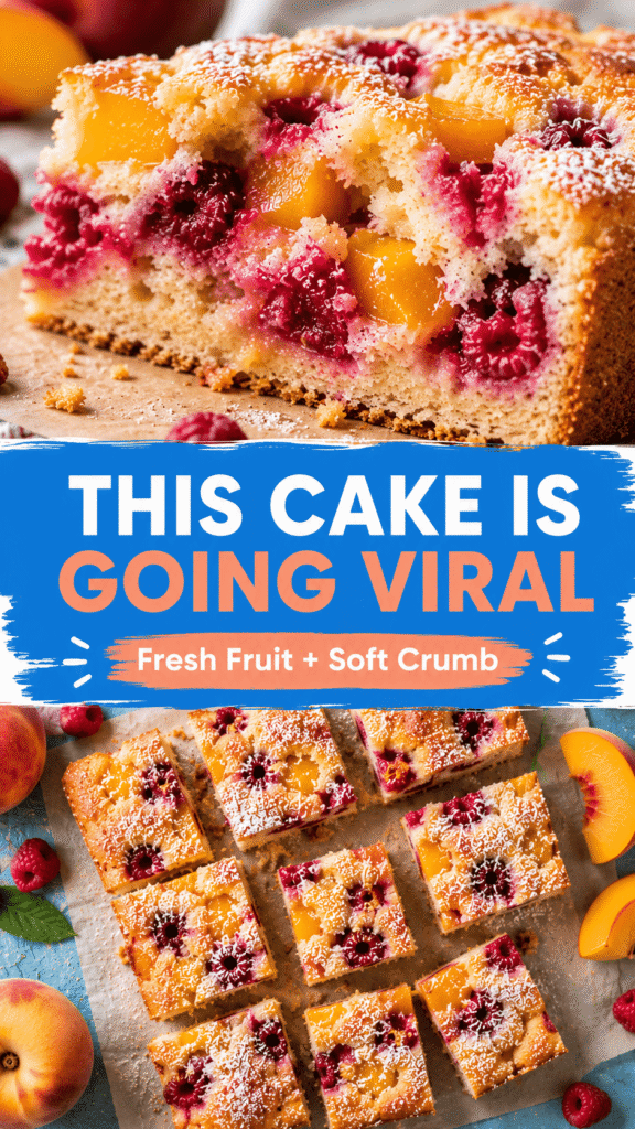Peach Raspberry Snack Cake