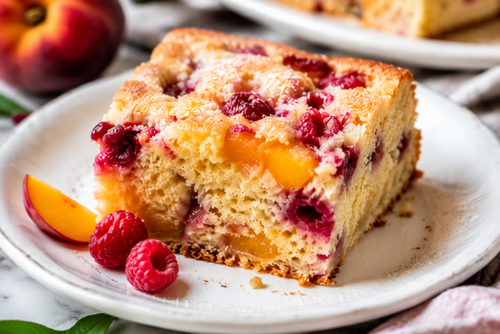 Peach Raspberry Snack Cake