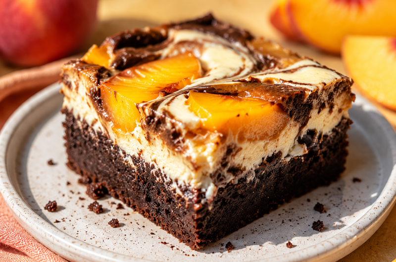 The Most Irresistible Peach Cheesecake Brownies You'll Ever Make