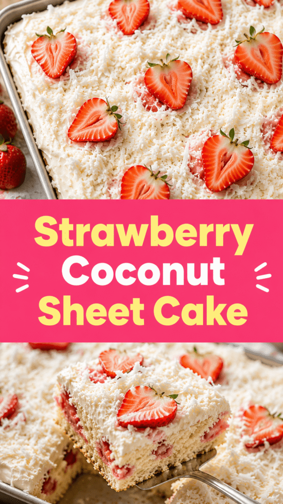 Strawberry Coconut Sheet Cake