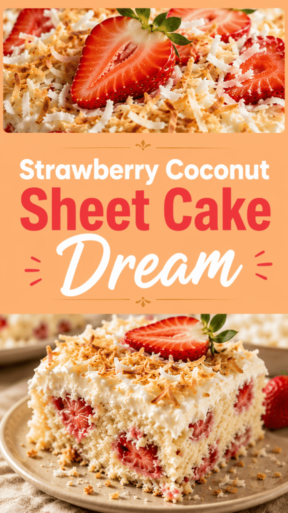 Strawberry Coconut Sheet Cake