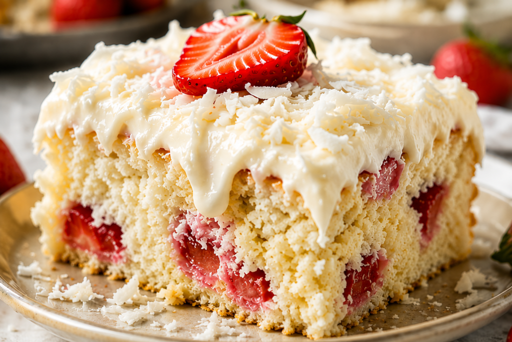 Strawberry Coconut Sheet Cake