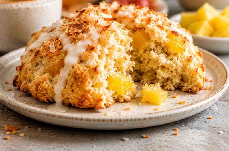 Fluffy Pineapple Coconut Scones That Melt in Your Mouth