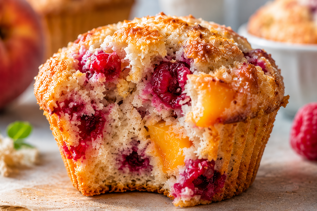 Raspberry Peach Muffins