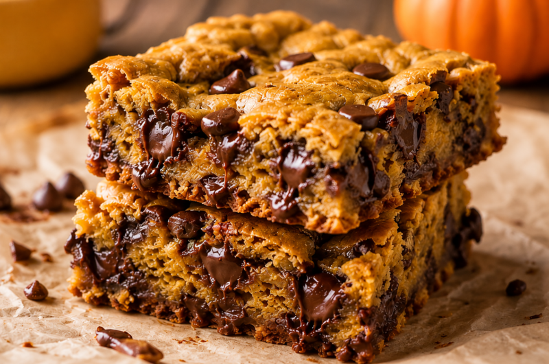 Pumpkin Chocolate Chip Blondies Recipe (Soft, Chewy & Easy)