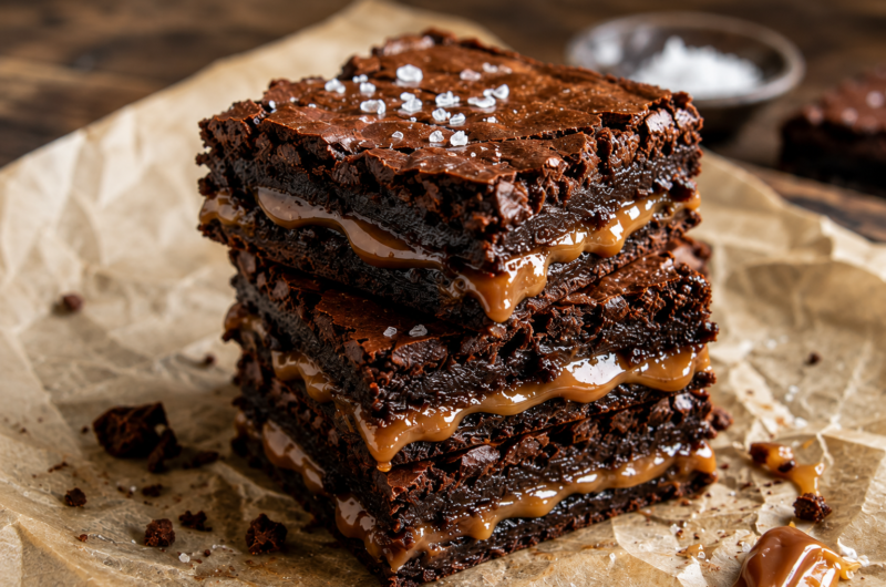 Salted Caramel Brownie Bars Recipe (Easy, Fudgy & Gooey)