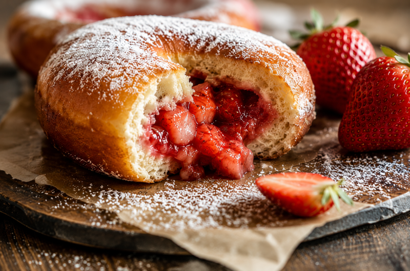 Strawberry Filled Donuts Recipe (Soft, Fluffy & Bakery-Style)