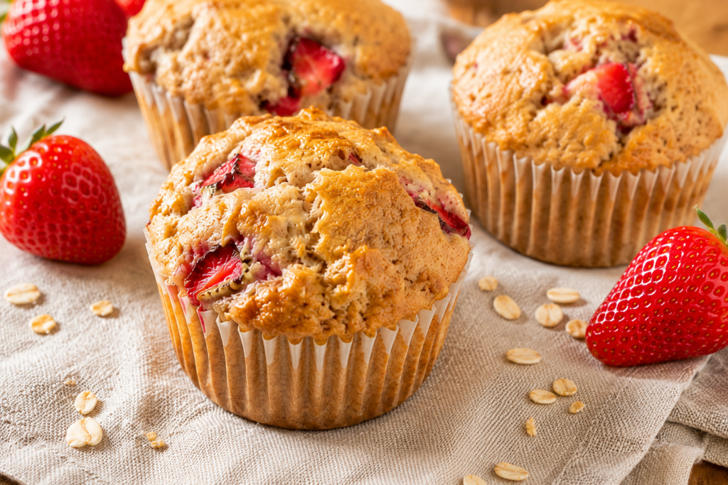 High Protein Strawberry Muffins