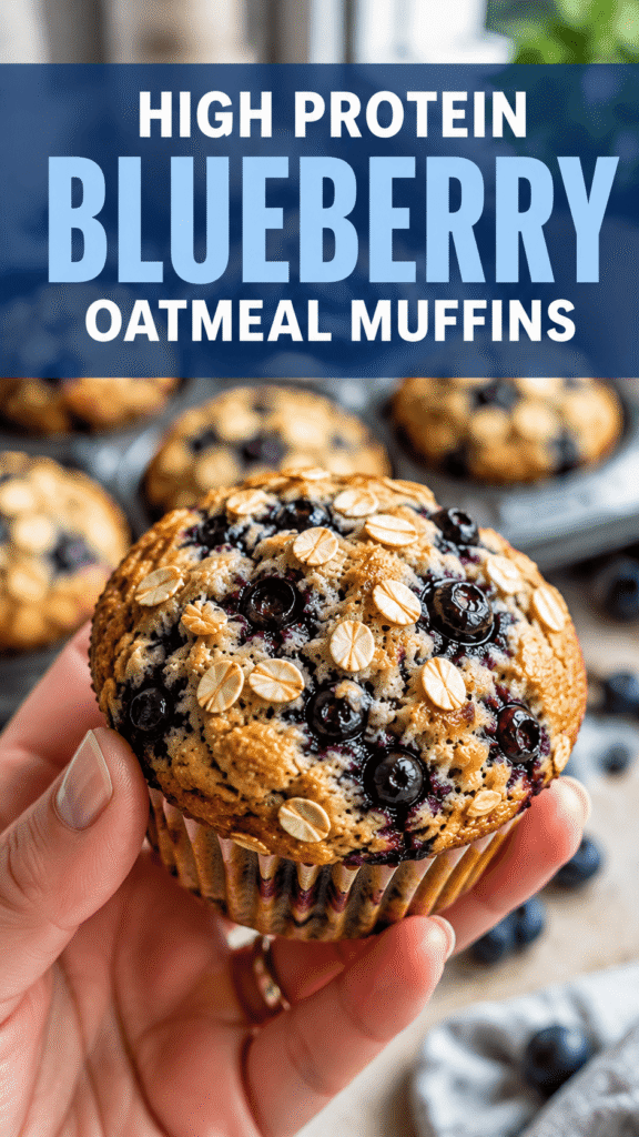 High Protein Blueberry Oatmeal Muffins