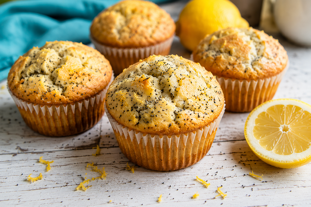 High Protein Lemon Poppy Seed Muffins