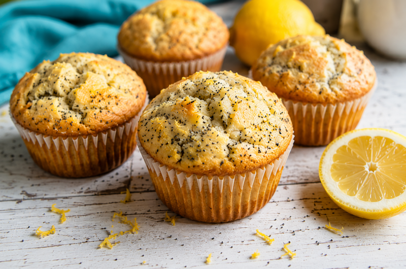 High Protein Lemon Poppy Seed Muffins That Are Soft & Delicious