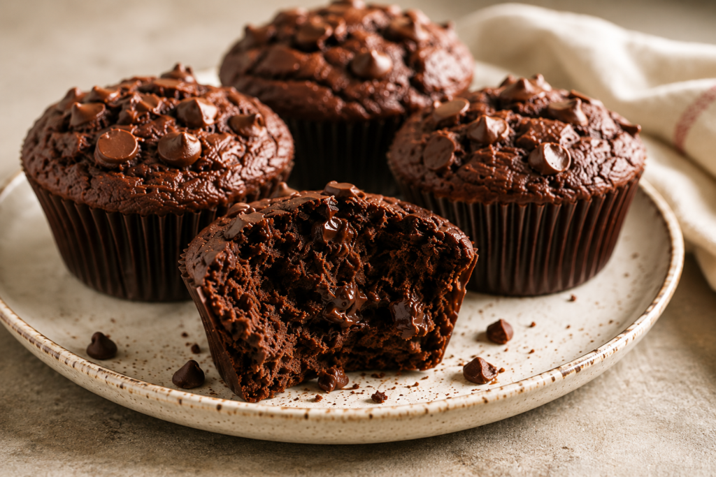 High Protein Chocolate Muffins with Greek Yogurt