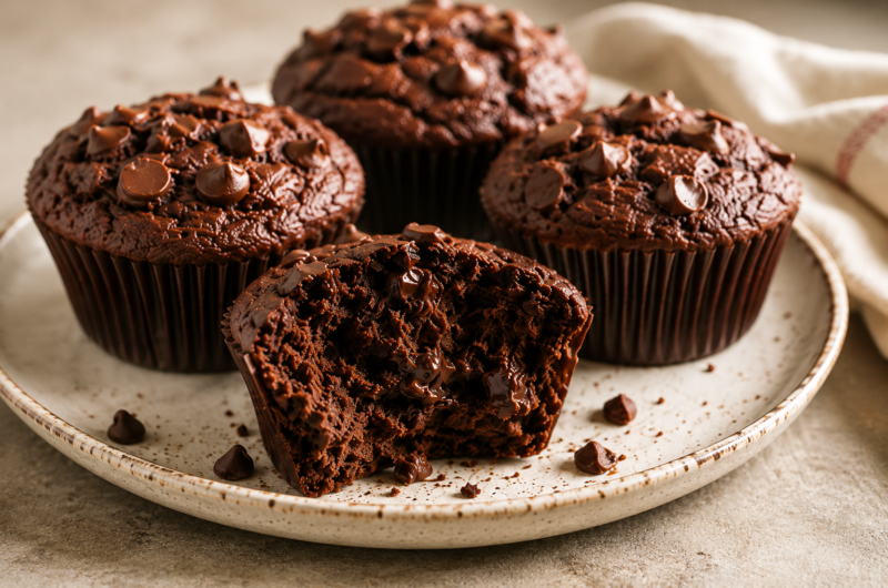 Delicious High Protein Chocolate Muffins with Greek Yogurt